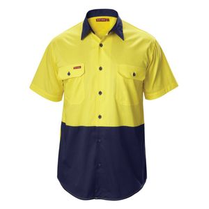 Hard Yakka Yellow / Navy Koolgear Short Sleeve Shirt - Size 3XL
