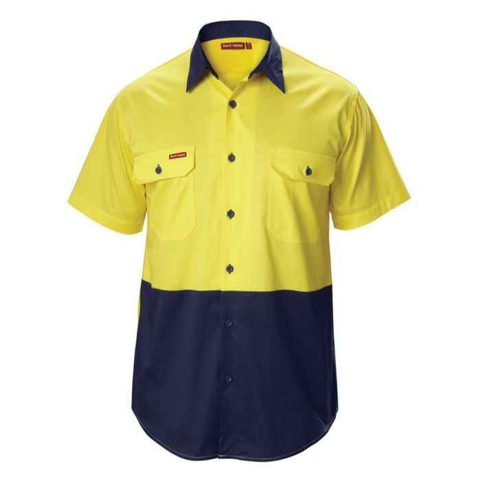 Hard Yakka Yellow / Navy Koolgear Short Sleeve Shirt - Size 3XL