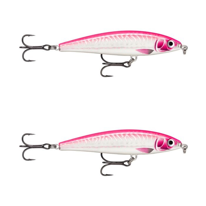 2x Rapala 10cm X Rap Magnum Prey Lipless Hard Body Fish Lures - Hot Pink UV