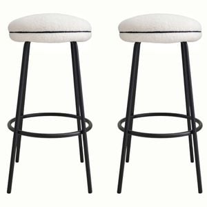 BRIBRION Bar Stools Set of 2 Modern Counter Kitchen Island Boucle White