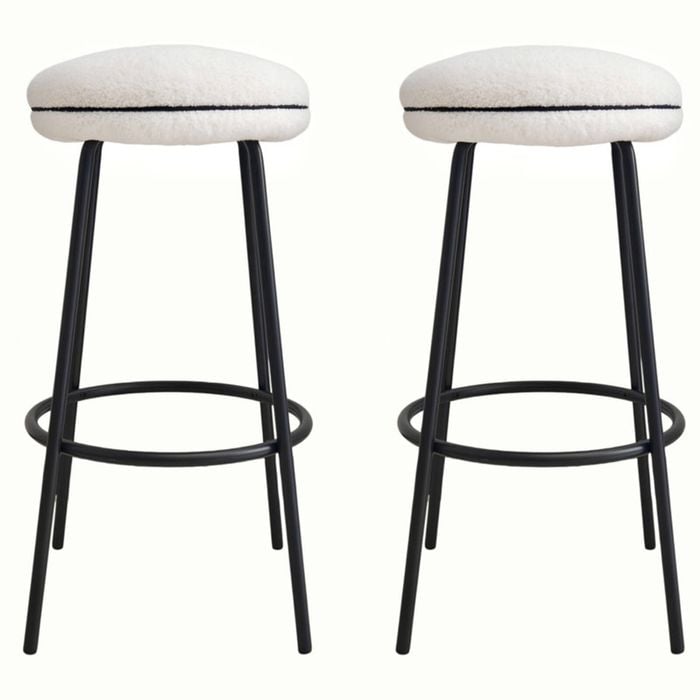 BRIBRION Bar Stools Set of 2 Modern Counter Kitchen Island Boucle White