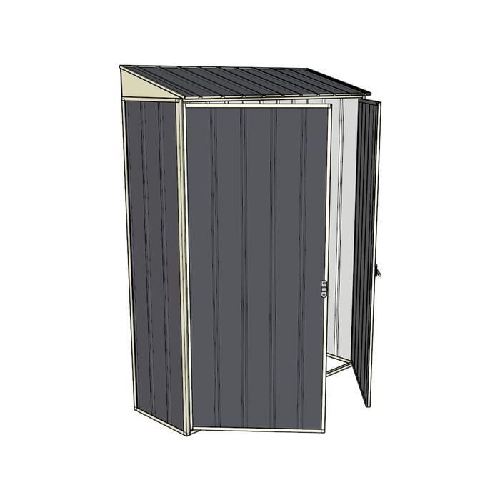 Build-a-Shed 0.4 x 1.5m Double Hinged Door Garden Locker - Grey