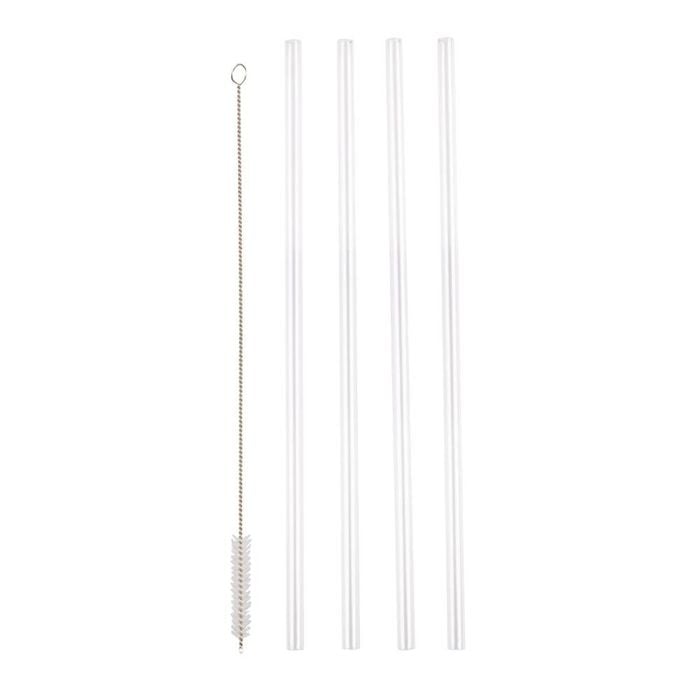 Oasis Commuter Set Of 4 Travel Tumbler Straws With Cleaning Brush