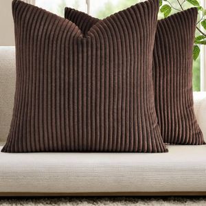Gioia Casa 2-pack Corduroy Velvet Cushion Covers - 45cm X 45cm, Brown