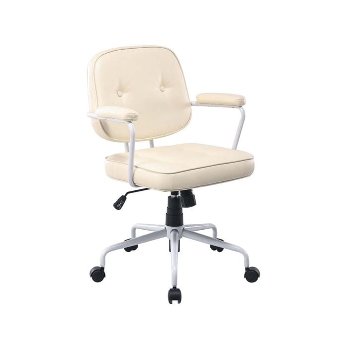 Maestro Furniture Laurence Faux Leather Home Office Computer Task Chair White Frame - Beige