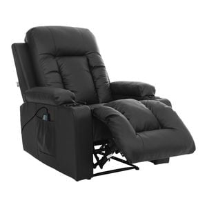 Oikiture Recliner Chair Heated Massage Armchair Lounge Sofa Pu Leather Black