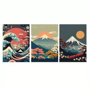 3pcs Japanese Nature Landscape Print 100% Australian Made 3 x 40x60cm  (Stretched)