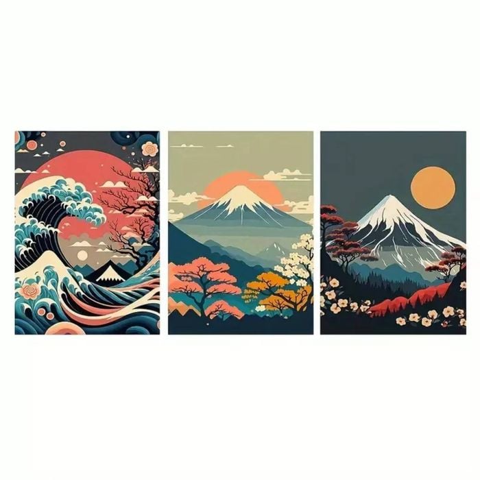 3pcs Japanese Nature Landscape Print 100% Australian Made 3 x 40x60cm  (Stretched)
