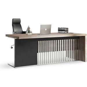 Modern Furniture AFTAN Desk with Pedestal Left Mobile Return 180cm -Oak&Black