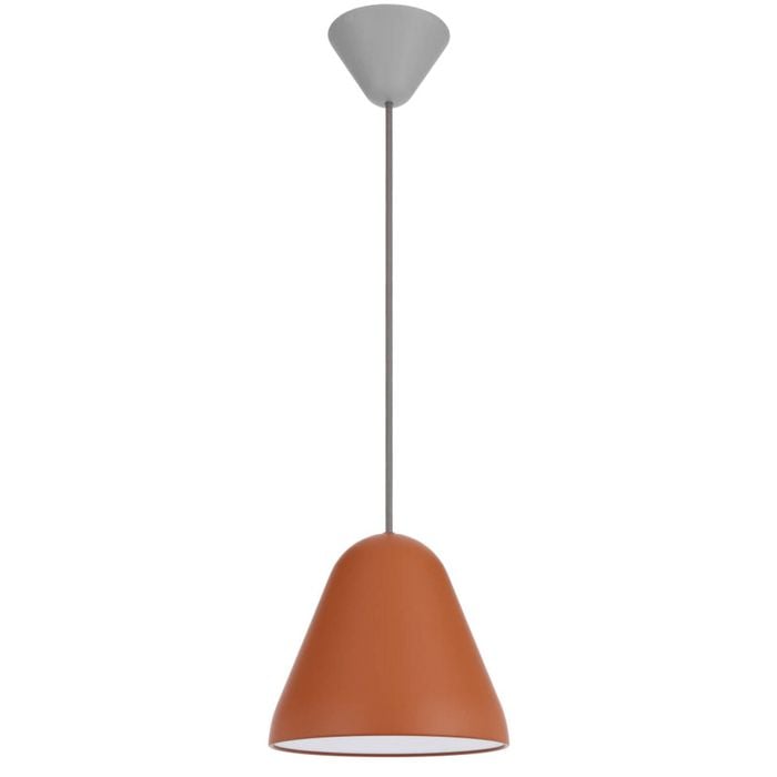 Telbix Hanami Modern Pendant Hanging Lamp Light Metal Plastic Orange Grey Satin
