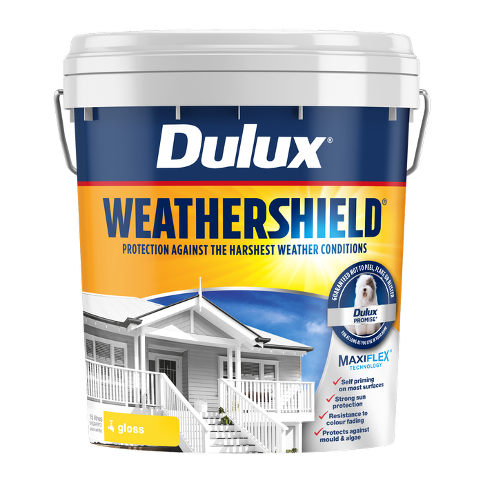Dulux 15L Vivid White Gloss Weathershield Exterior Paint