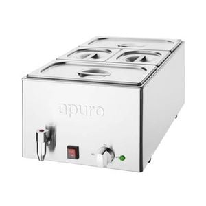 Apuro Bain Marie With Tap And Pans 21l 2x1/3 And 2x1/6 Gastronorm Pans 327x645x432mm Commercial Kitchen Food Warmer