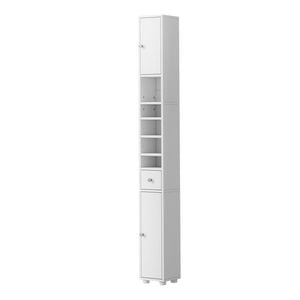 Oikiture Tall Bathroom Storage Cabinet Shelf Drawer Tallboy Cupboard White
