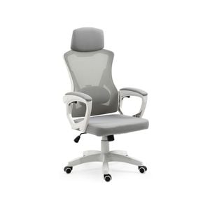 FORTIA Ergonomic Office Chair, Height Adjustable Lumbar Support, White/Grey
