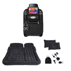 SOGA Car Bundle – Black Back Seat Storage Organizer & Portable Inflatable Boot Mattress