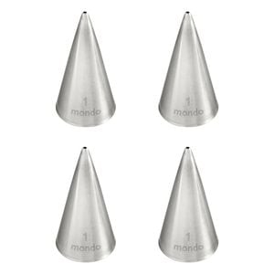 4x Mondo Stainless Steel #1 Round Piping Tip Icing Cake Decorating Nozzle Silver