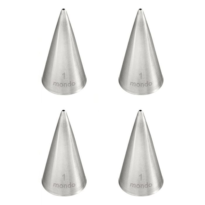4x Mondo Stainless Steel #1 Round Piping Tip Icing Cake Decorating Nozzle Silver