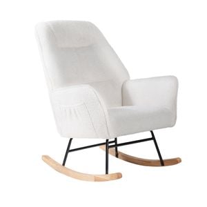 Oikiture Rocking Chair Nursing Armchair Sherpa Accent Chairs Upholstered White