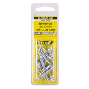 Otter 4.0 x 3.2mm Open Aluminium Blind Rivets - 25 Pack