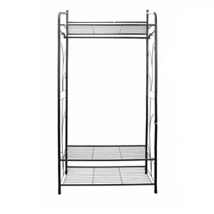 P&P Black Metal Clothes Rack Garment Rack with Top and Bottom Shelves