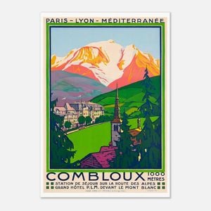Galrie Combloux France Vintage Ski Art Poster - Charming Travel Décor Wall Art, Poster Only, A0 84 x 119cm (33 X 47inch)