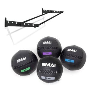 Smai Wall Balls - 31kg Set With Wall Rack - Black