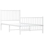 vidaXL Metal Bed Frame with Headboard and Footboard White 92x187 cm Single Size