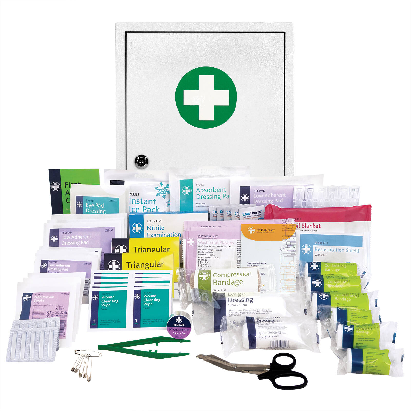 Reliance Medical Standard First Aid Kit in Sofia Metal Wall Cabinet