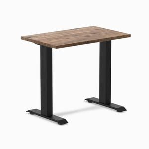 Desky Fixed Height Mini Natural Walnut Hardwood Desk 800 X 500mm Matte Black Frame