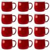 Argon Tableware 375ml Enamel Belly Mugs - Red - Set Of 12 Metal Drinking Cups Coffee Teacup Mug Set Hot, Cold Drinks Cups