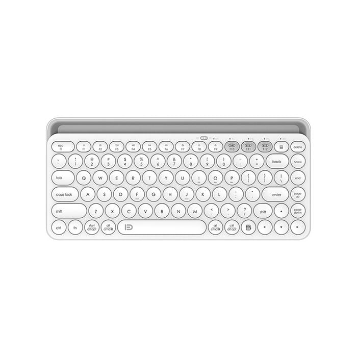 Rechargeable Wireless Dual Bluetooth Keyboard Tablet Holder - White