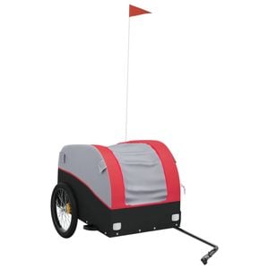 vidaXL Bike Trailer Bicycle Carrier Foldable Wagon Cart Black and Red 45 kg Iron