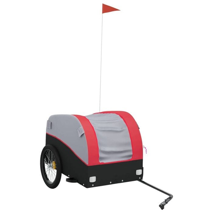vidaXL Bike Trailer Bicycle Carrier Foldable Wagon Cart Black and Red 45 kg Iron