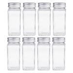 8PK Appetito Square Glass Spice Jar w/Metal Lid 115ml
