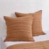 Dreamaker Superfine Washed Microfibre Stripe Quilted European Pillowcase Twin Pack Rust