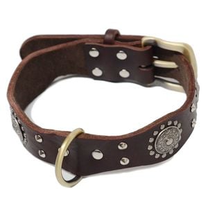 CottonMore Top Quality Handmade Genuine Leather Safe Studded Pet Dog Collar - Small
