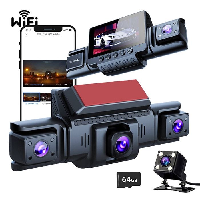 4 Channel 5G WiFi Dashcam FHD 1080P 170° Wide Angle Motion Detection with 64GB Card
